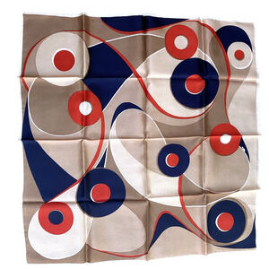 Vintage Mid Century Square Scarf 100% Acetate Mod Geometric Made in Italy Multi